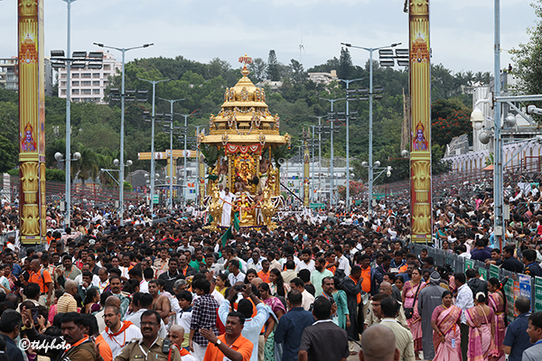 స్వర్ణ రథంపై ఊరేగిన దేవ దేవుడు